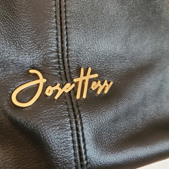 Jose Hess Signature Leather Hobo Bag – Black with Gold Hardware - Picture 2 of 12